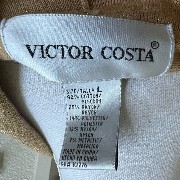 Victor Costa Vtg Cowl Neck Sweater Sz L Metallic Gold Tie Waist Knit Top L/S - Picture 5 of 7